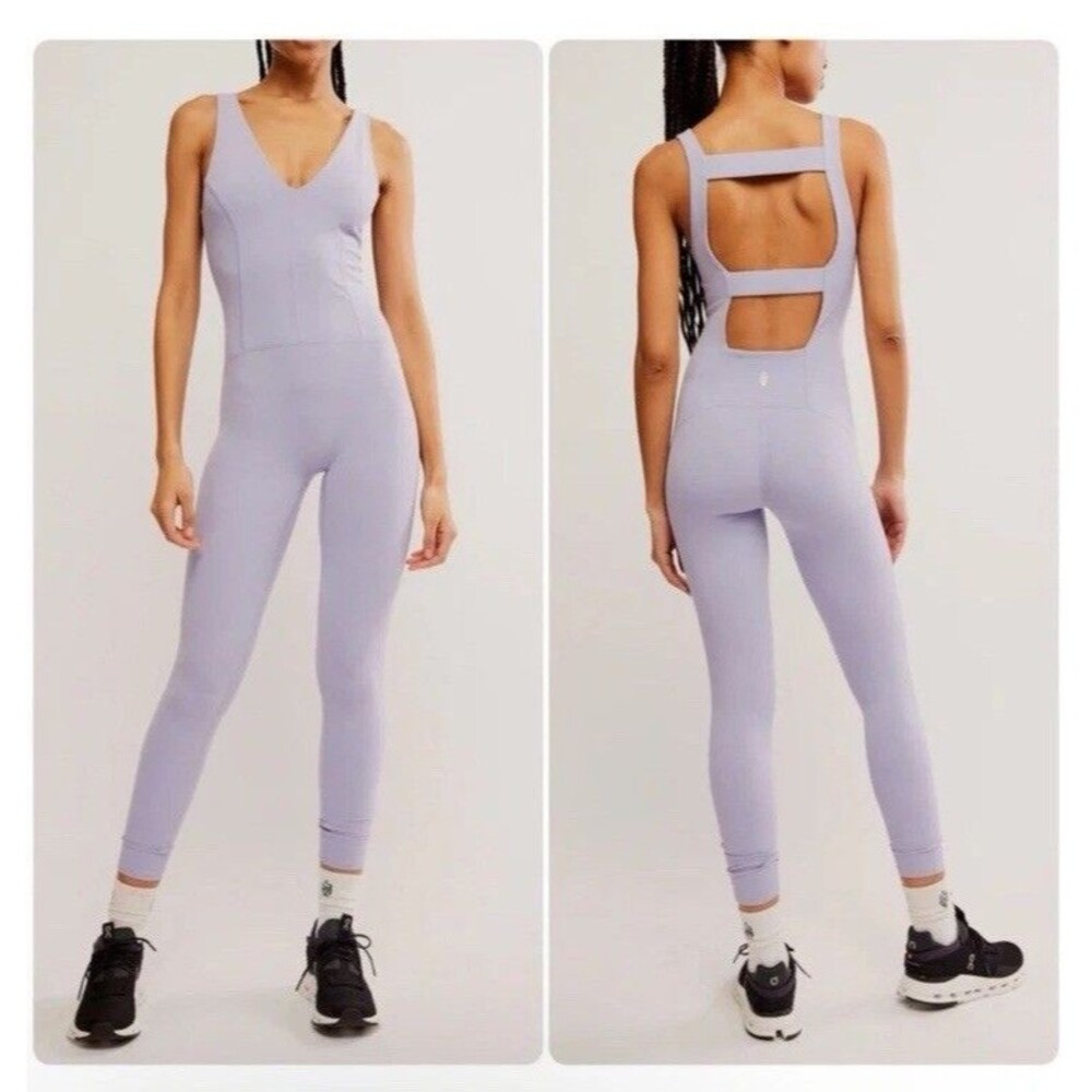 NWT Free People FP Movement One Piece Jumpsuit Platinum Lilac Size S